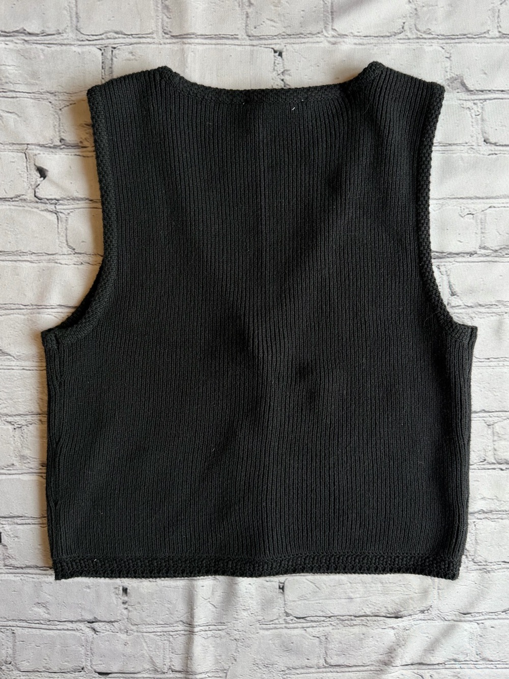 Abercrombie & Fitch Women's Knit Sweater Vest Preppy Gold Buttons Medium Retro - Picture 3 of 9